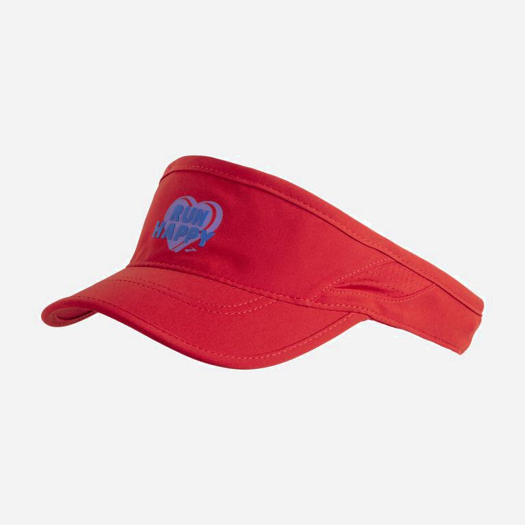 Brooks Women's Chaser With Sweatband Running Visor Singapore - Jamberry/Red/Run Happy Heart (28356-C